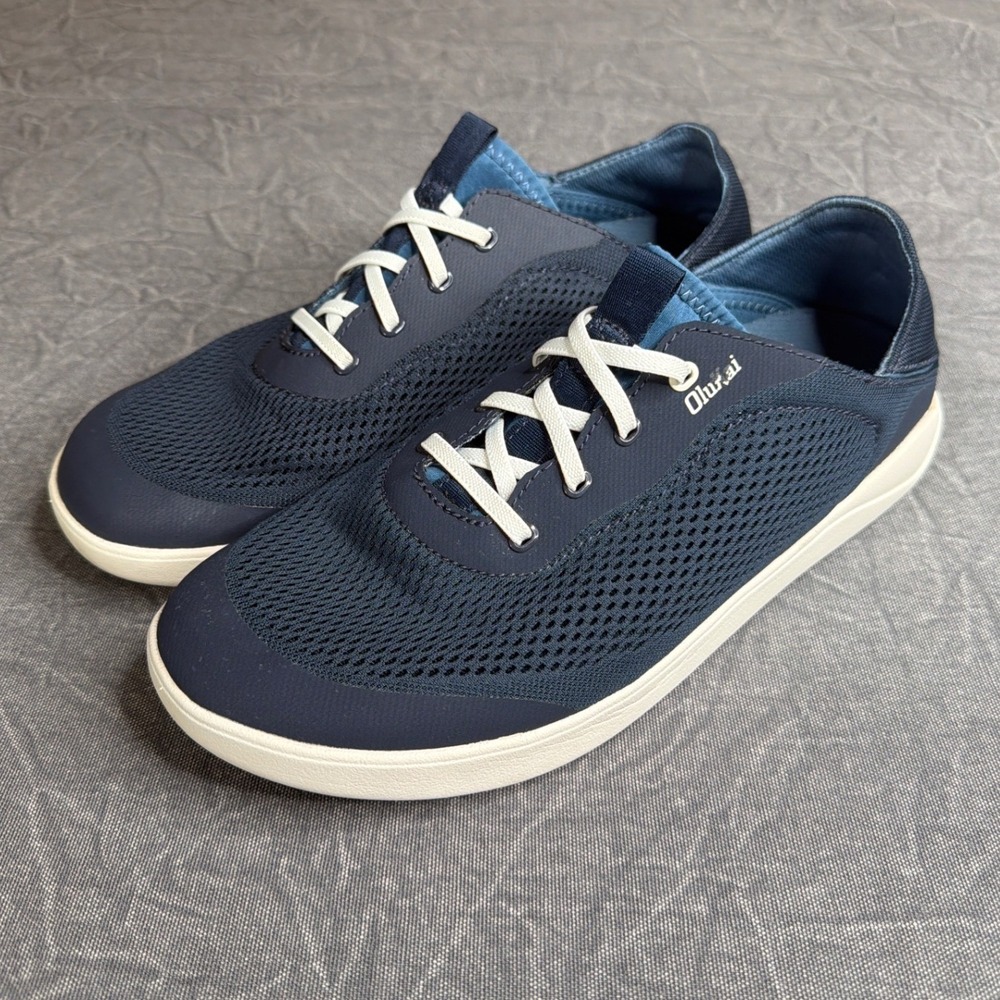 OluKai Shoes Mens 9.5 Moku Pae Blue Breathable Mesh Drop-In Heel